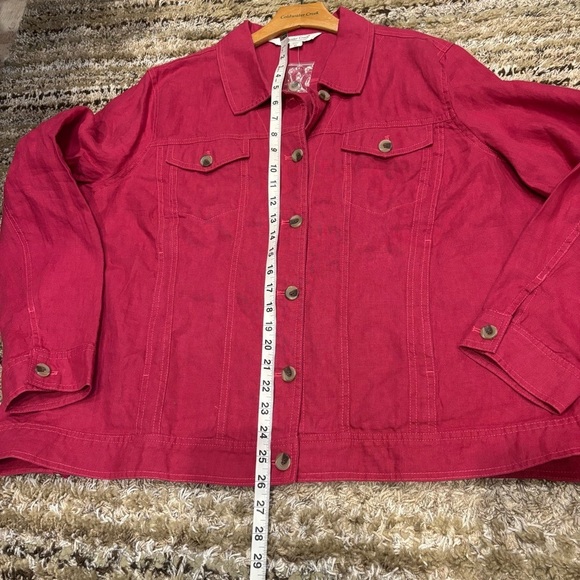 NWOT Coldwater Creek 2X Linen Jacket Denim Style Pink Button Front - Picture 11 of 12